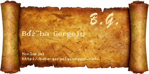 Bába Gergely névjegykártya